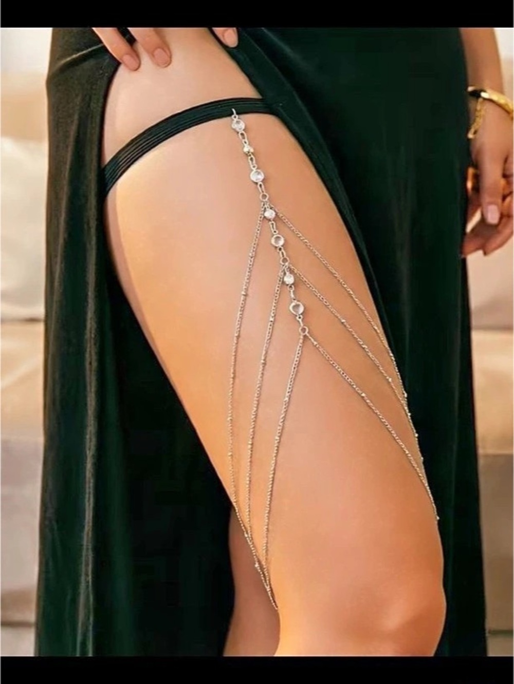 Silver Tone Layered Thigh Chain